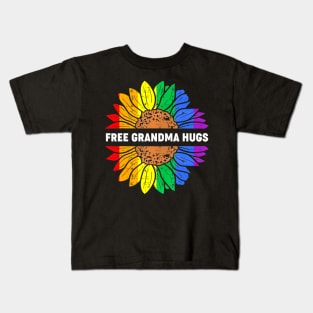 Free Grandma Hugs Lgbt Daisy Hippie Gay Pride Kids T-Shirt